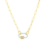 La Vie Parisienne-Carabiner Crystal Necklace-Necklaces-14k Gold Plated, Blue Enamel-Blue Ruby Jewellery-Vancouver Canada