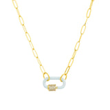 La Vie Parisienne-Carabiner Crystal Necklace-Necklaces-14k Gold Plated, Blue Enamel-Blue Ruby Jewellery-Vancouver Canada