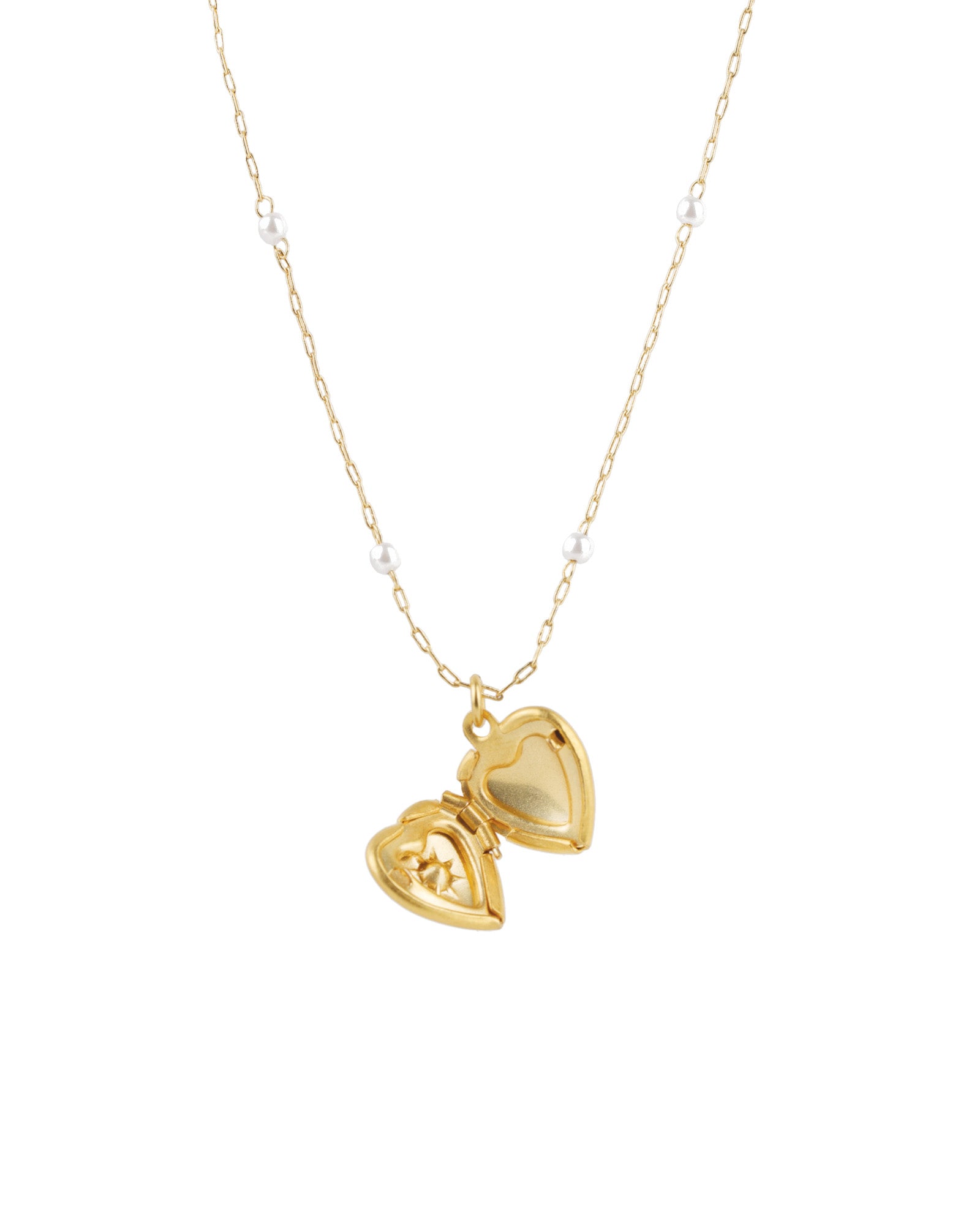 La Vie Parisienne-Heart Pendant Pearl Chain Necklace-Necklaces-Blue Ruby Jewellery-Vancouver Canada