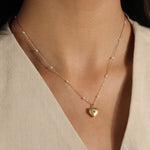 La Vie Parisienne-Heart Pendant Pearl Chain Necklace-Necklaces-Blue Ruby Jewellery-Vancouver Canada