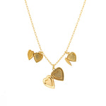 Three Heart Locket Necklace Antique 14k Gold Plated