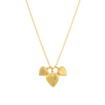 Three Heart Locket Necklace Antique 14k Gold Plated