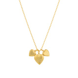 Three Heart Locket Necklace Antique 14k Gold Plated