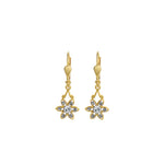 La Vie Parisienne-Six Petal Crystal Hooks-Earrings-14k Gold Plated, Black Diamond Crystal-Blue Ruby Jewellery-Vancouver Canada