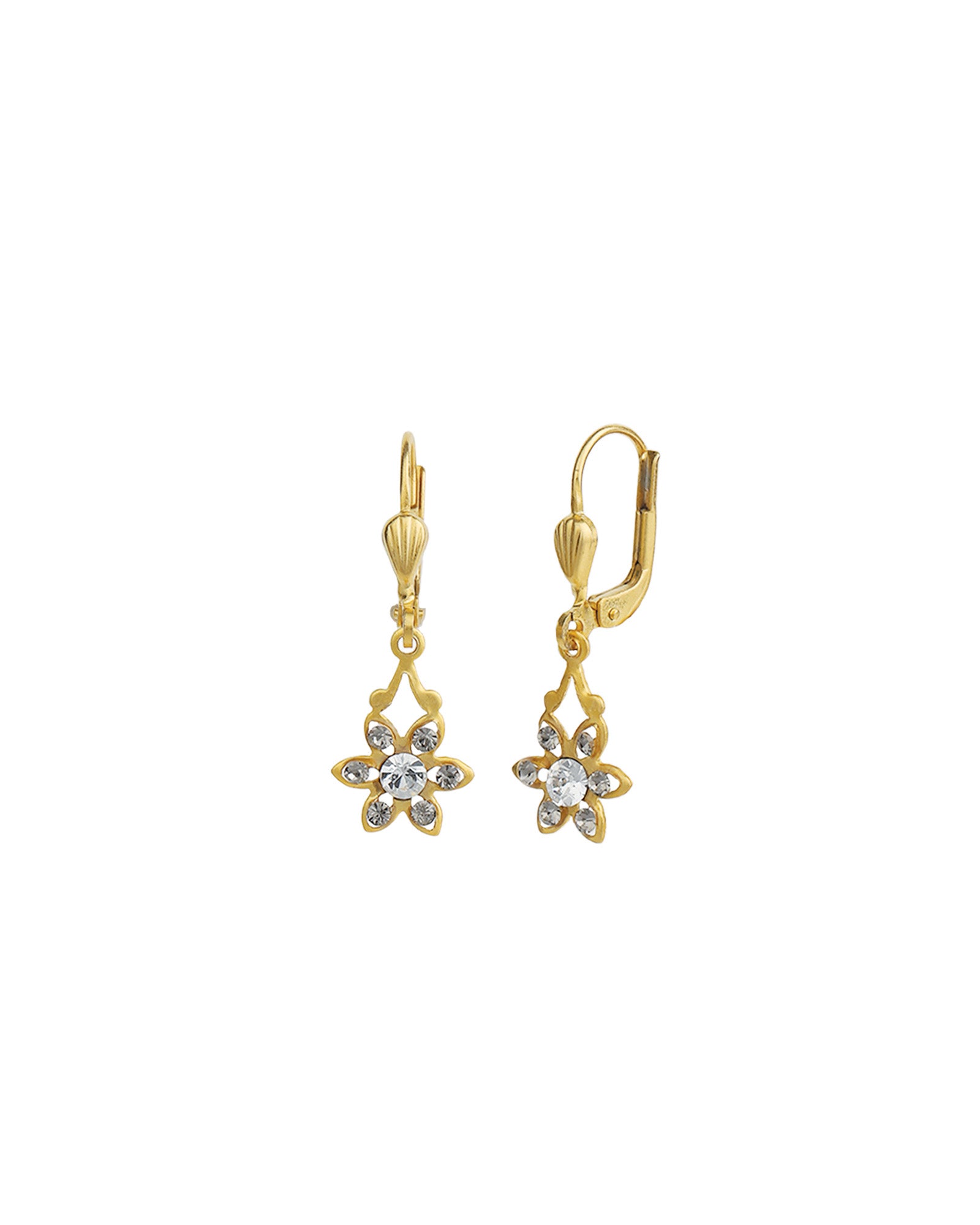 La Vie Parisienne-Six Petal Crystal Hooks-Earrings-Blue Ruby Jewellery-Vancouver Canada