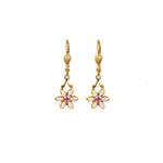La Vie Parisienne-Flower Six Petal Crystal Hooks-Earrings-Blue Ruby Jewellery-Vancouver Canada