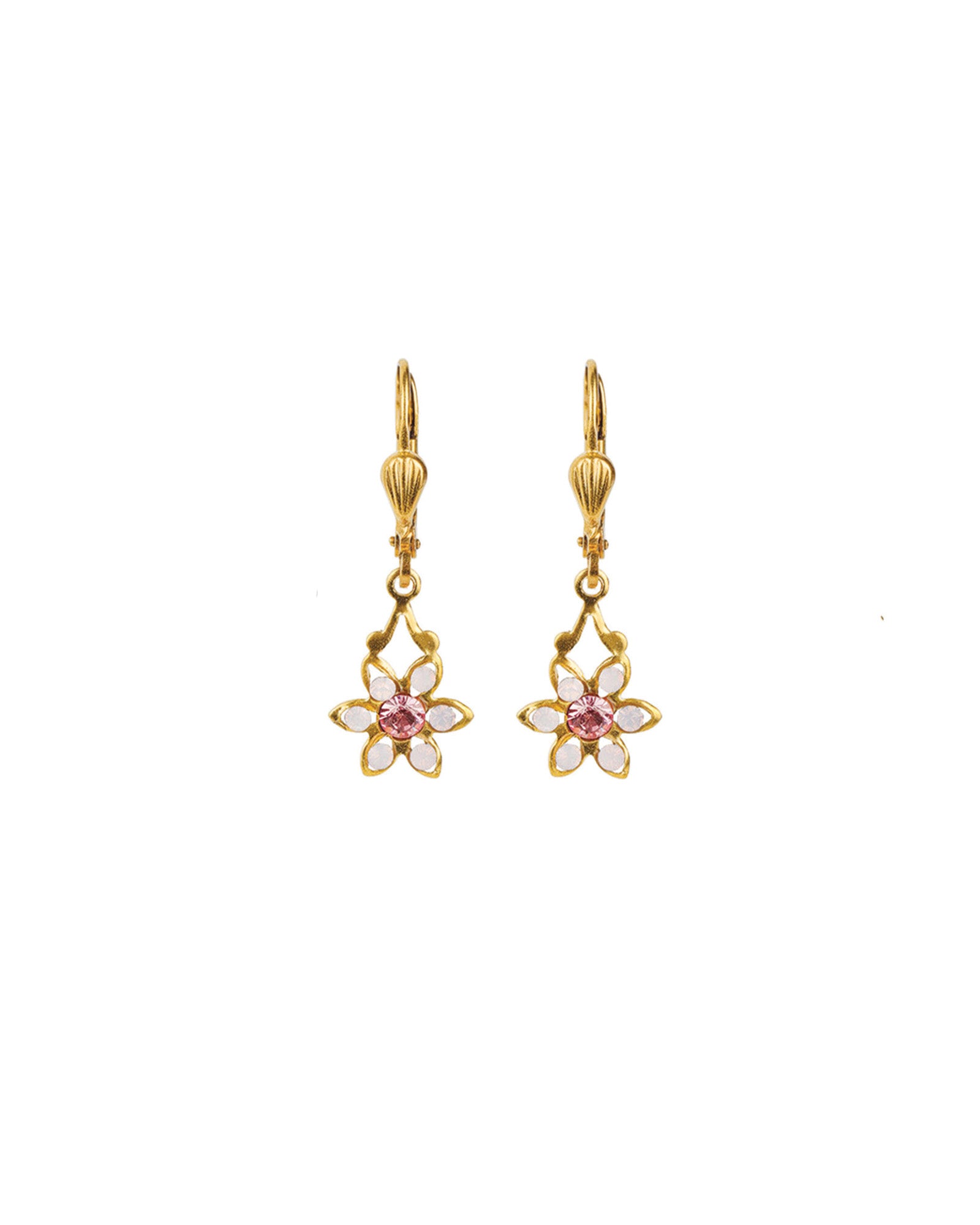 La Vie Parisienne-Flower Six Petal Crystal Hooks-Earrings-Blue Ruby Jewellery-Vancouver Canada