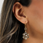 La Vie Parisienne-Large Flower Crystal Hooks-Earrings-Blue Ruby Jewellery-Vancouver Canada
