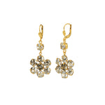 Large Flower Crystal Hooks Antique 14k Gold Plated,  Shade & Black Diamond Crystal