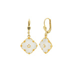 Clover Enamel Crystal Hooks Antique 14k Gold Plated, Enamel,  White Opal Crystal
