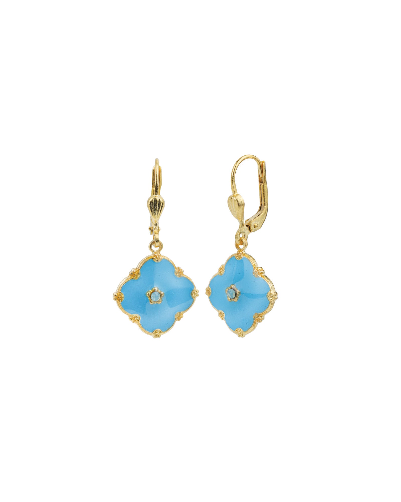 Clover Enamel Crystal Hooks Antique 14k Gold Plated, Enamel,  Pacific Opal Crystal