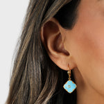 La Vie Parisienne-Clover Enamel Crystal Hooks-Earrings-Blue Ruby Jewellery-Vancouver Canada
