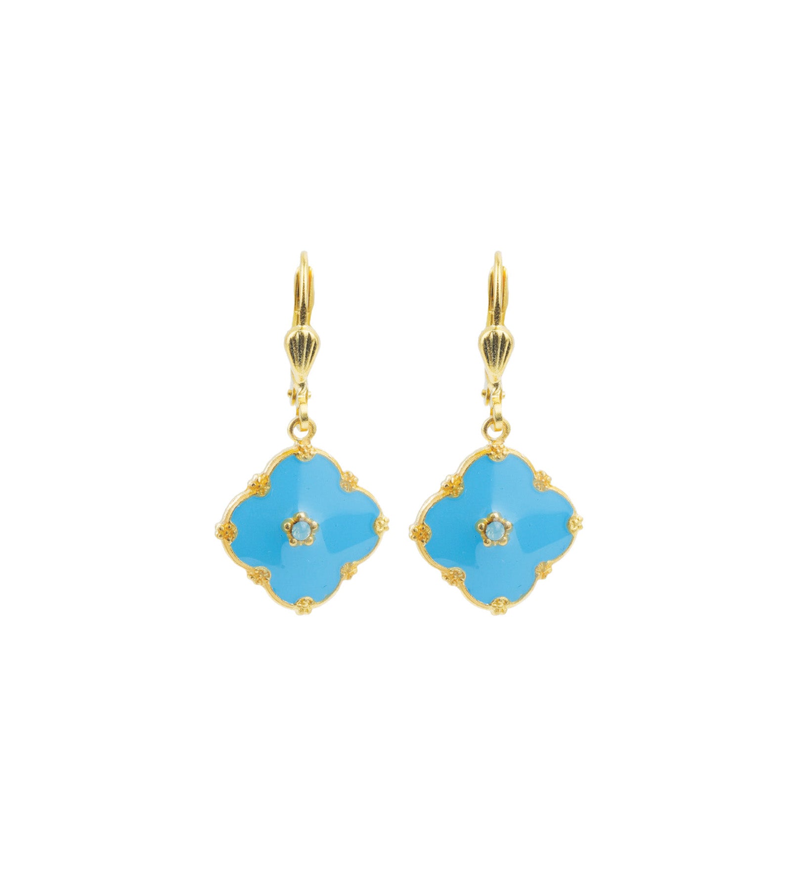 Clover Enamel Crystal Hooks Antique 14k Gold Plated, Enamel,  Pacific Opal Crystal