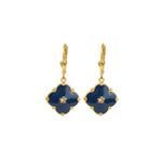 Clover Enamel Crystal Hooks Antique 14k Gold Plated, Enamel,  Black Diamond Crystal