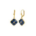 Clover Enamel Crystal Hooks Antique 14k Gold Plated, Enamel,  Black Diamond Crystal