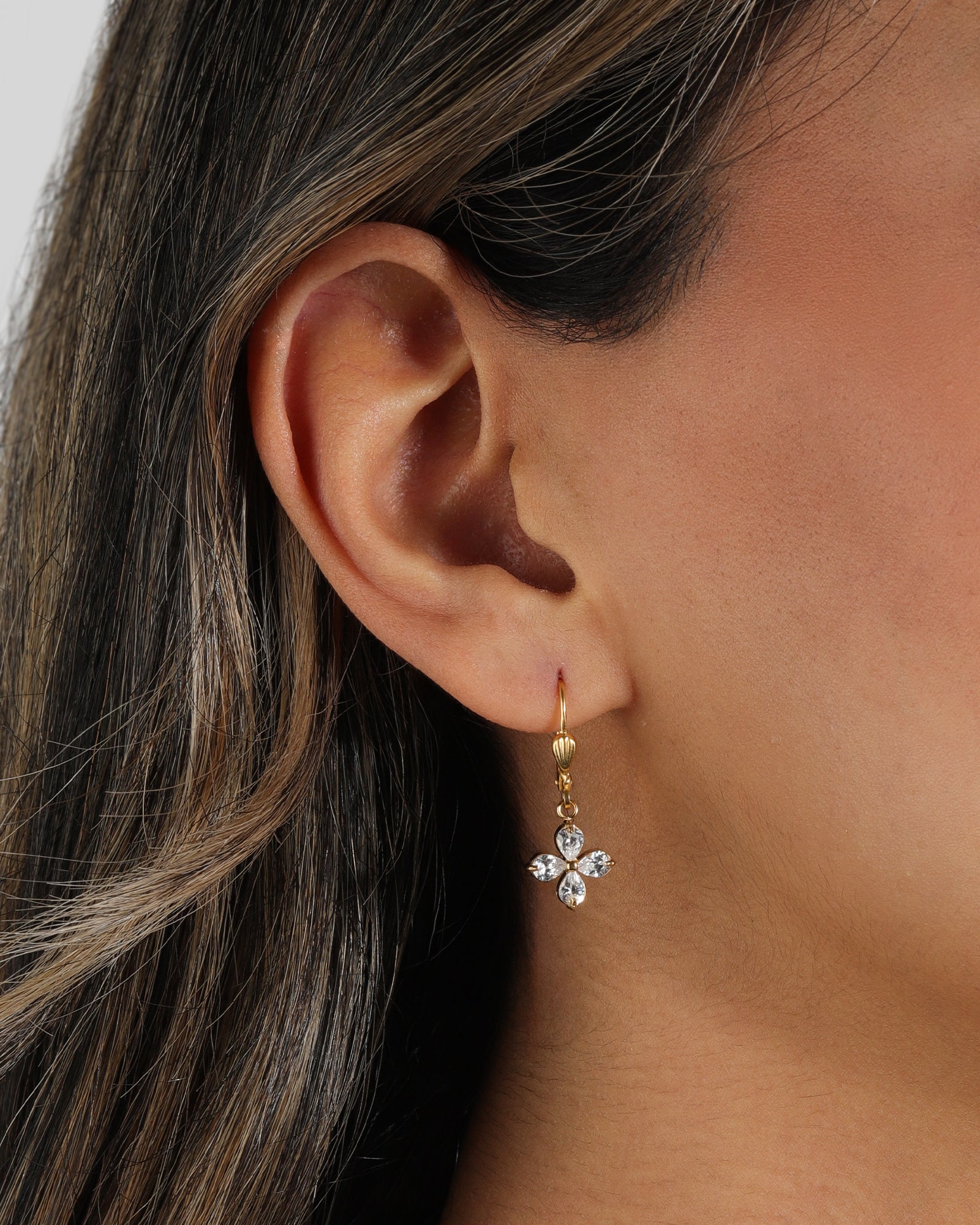 La Vie Parisienne-Lotus Flower Four Crystal Hooks-Earrings-Blue Ruby Jewellery-Vancouver Canada