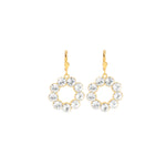Open Circle Crystal Ring Hooks Antique 14k Gold Plated,  White Crystal