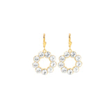 Open Circle Crystal Ring Hooks Antique 14k Gold Plated,  White Crystal