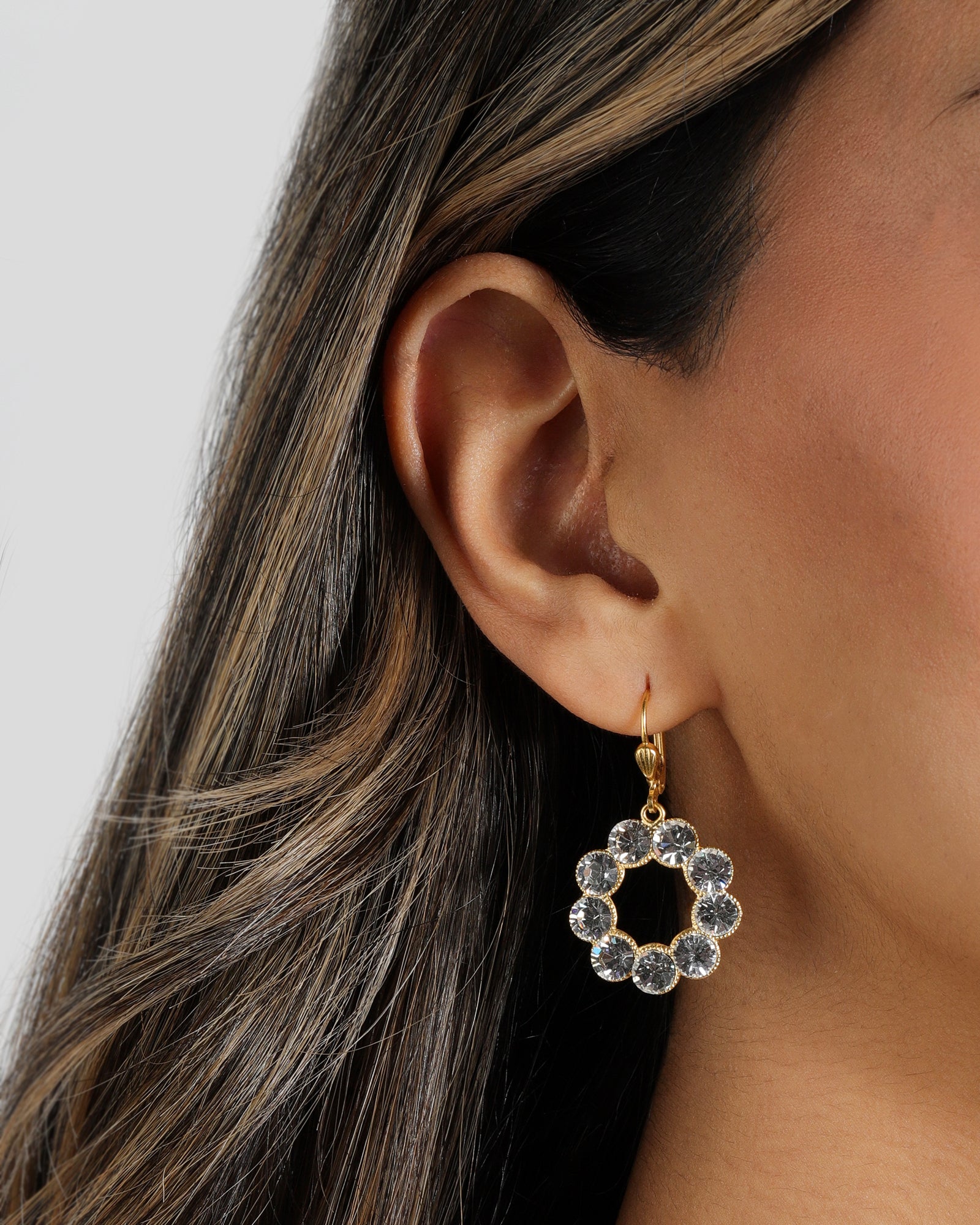 La Vie Parisienne-Open Circle Crystal Ring Hooks-Earrings-Blue Ruby Jewellery-Vancouver Canada