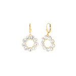 Open Circle Crystal Ring Hooks Antique 14k Gold Plated,  White Crystal