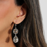 La Vie Parisienne-Square Teardrop Halo Drop Hooks-Earrings-Blue Ruby Jewellery-Vancouver Canada