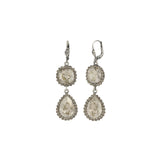 Square Teardrop Halo Drop Hooks Antique Silver Plated,  Shade & Black Diamond Crystal