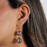 La Vie Parisienne-Square Teardrop Halo Drop Hooks-Earrings-Blue Ruby Jewellery-Vancouver Canada
