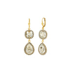 Square Teardrop Halo Drop Hooks Antique 14k Gold Plated,  Shade & Black Diamond Crystal