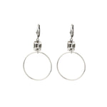 Rectangle Crystal Ring Hooks Antique Silver Plated,  White Crystal
