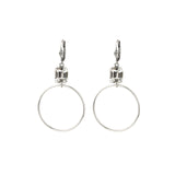 Rectangle Crystal Ring Hooks Antique Silver Plated,  White Crystal