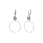 Rectangle Crystal Ring Hooks Antique Silver Plated,  White Crystal