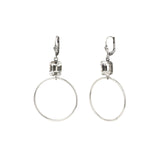 Rectangle Crystal Ring Hooks Antique Silver Plated,  White Crystal