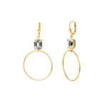 Rectangle Crystal Ring Hooks Antique 14k Gold Plated,  White Crystal