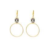 Rectangle Crystal Ring Hooks Antique 14k Gold Plated,  White Crystal