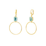 Rectangle Crystal Ring Hooks Antique 14k Gold Plated,  Fountain Crystal