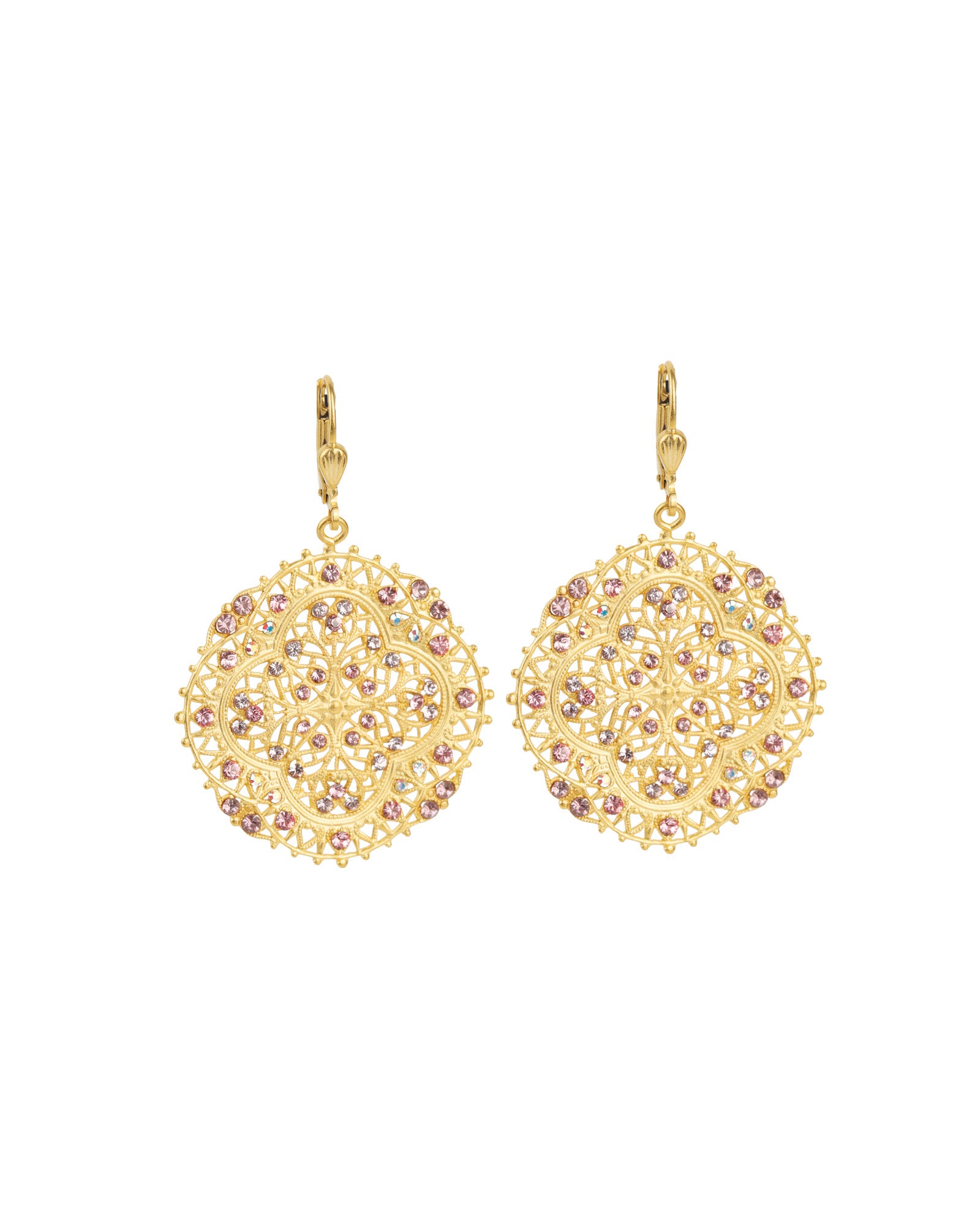 La Vie Parisienne-Round Clover Filigree Hooks-Earrings-Blue Ruby Jewellery-Vancouver Canada