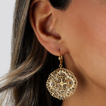 La Vie Parisienne-Round Clover Filigree Hooks-Earrings-Blue Ruby Jewellery-Vancouver Canada