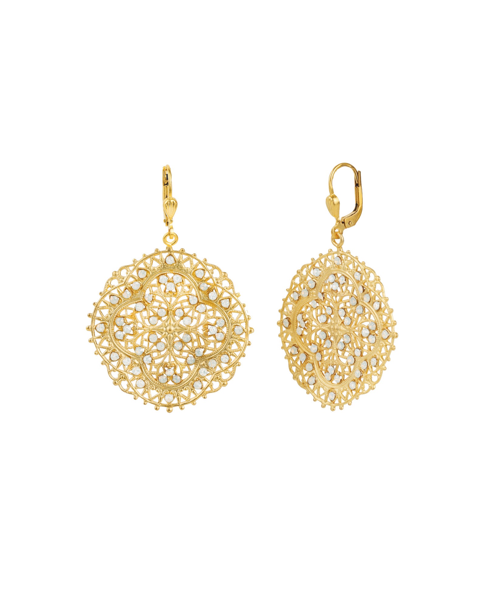 La Vie Parisienne-Round Clover Filigree Hooks-Earrings-Blue Ruby Jewellery-Vancouver Canada