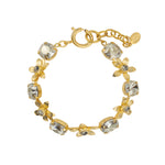 Lotus Flower Crystal Bracelet Antique 14k Gold Plated, Shade & Diamond Crystal