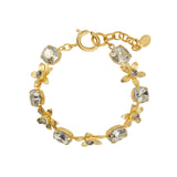 Lotus Flower Crystal Bracelet Antique 14k Gold Plated, Shade & Diamond Crystal