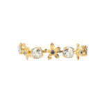 La Vie Parisienne-Lotus Flower Crystal Bracelet-Bracelets-Antique 14k Gold Plated, Shade & Diamond Crystal-Blue Ruby Jewellery-Vancouver Canada