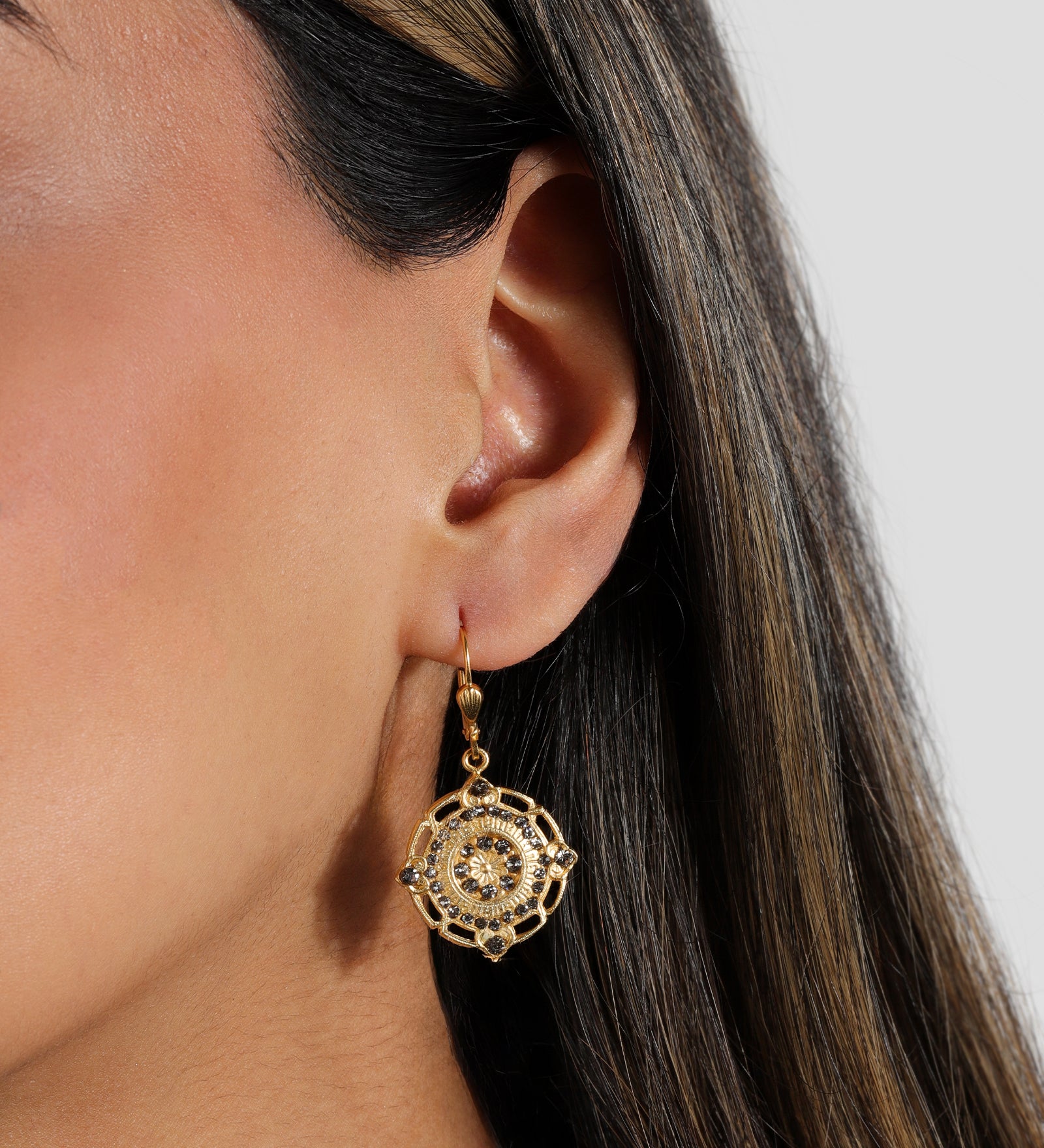 La Vie Parisienne-Flower Filigree Hooks-Earrings-Blue Ruby Jewellery-Vancouver Canada