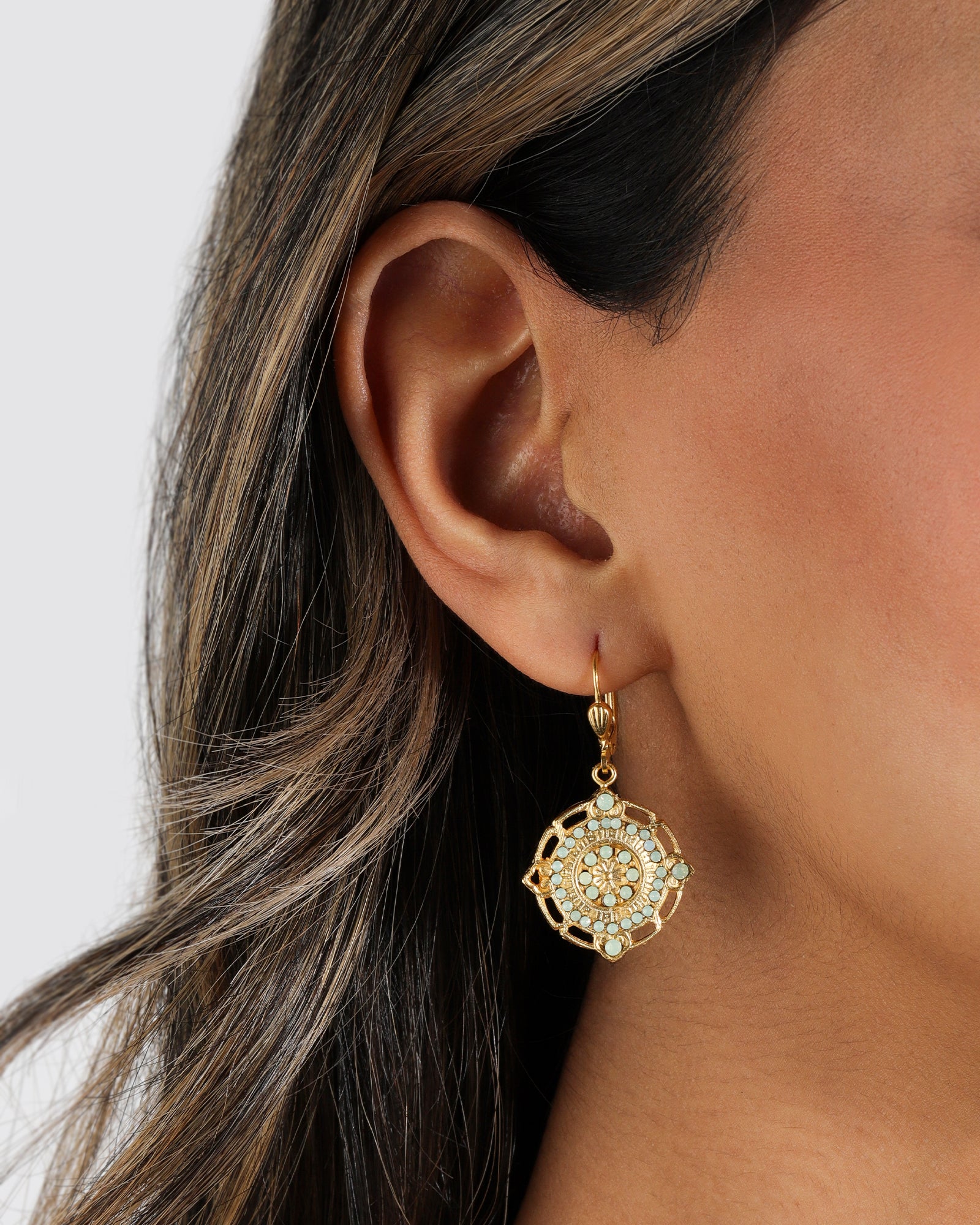 La Vie Parisienne-Flower Filigree Hooks-Earrings-Blue Ruby Jewellery-Vancouver Canada