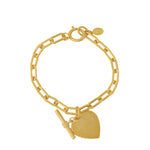 Scallop Heart Toggle Bracelet Antique 14k Gold Plated