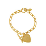 Scallop Heart Toggle Bracelet Antique 14k Gold Plated