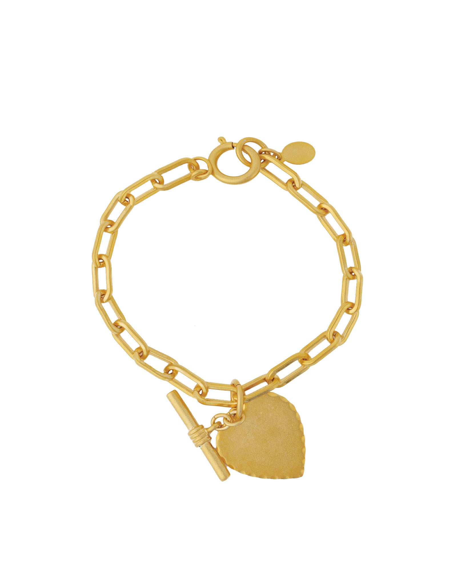 Scallop Heart Toggle Bracelet Antique 14k Gold Plated