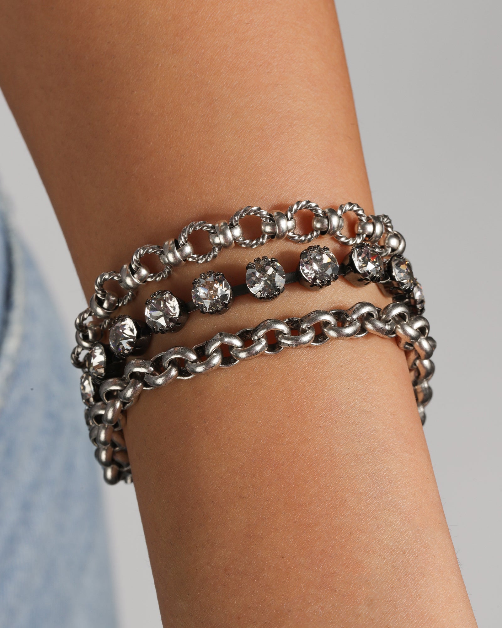 La Vie Parisienne-Mix Chain Crystal Bracelet-Bracelets-Blue Ruby Jewellery-Vancouver Canada