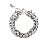 La Vie Parisienne-Mix Chain Crystal Bracelet-Bracelets-Antique Silver Plated, Shade Crystal-Blue Ruby Jewellery-Vancouver Canada