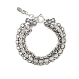 La Vie Parisienne-Mix Chain Crystal Bracelet-Bracelets-Antique Silver Plated, Shade Crystal-Blue Ruby Jewellery-Vancouver Canada