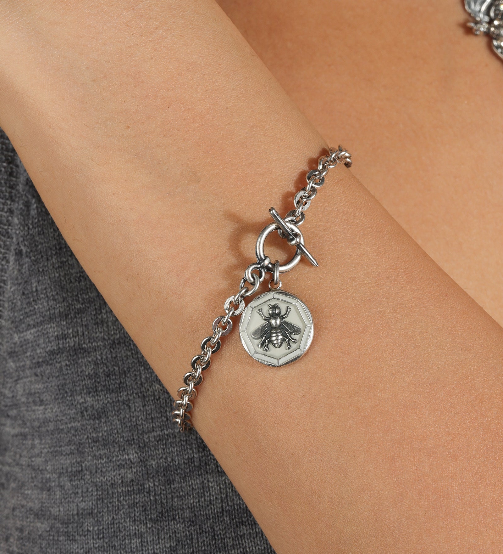 La Vie Parisienne-Bee Enamel Toggle Bracelet-Bracelets-Blue Ruby Jewellery-Vancouver Canada